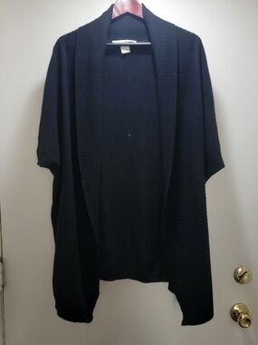 Women's Cashmere Open-Front Shawl Collar Cardigan - Black